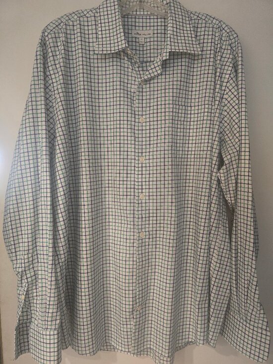 Peter Millar Other - Peter Millar Men's XL Tattersall Check Sport Shirt Green Navy Long Sleeve